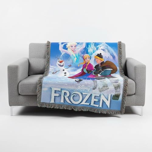 Disney Frozen Woven Throw Blanket Bundle - Anna Elsa Blanket, Bookmark, Tattoos, and More for Kids | Disney Frozen Decoration 48" x 60"