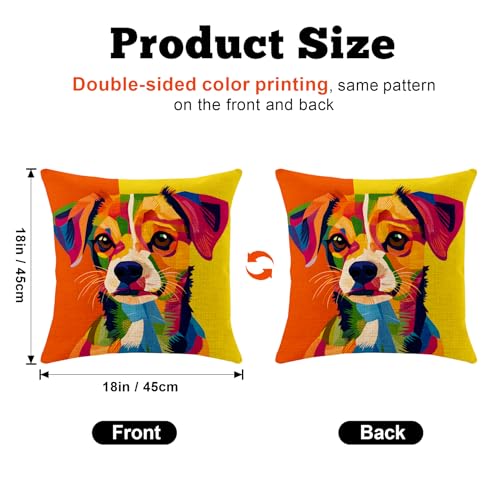 BVBOX Set of 4 Throw Pillow Covers 18"x18", Double-Sided Decorative Pillow Cases, Soft Flax/Short Plush Pillow Covers for Bed, Sofa, Couch, Living Room, Bedroom (Flax, Cats and Dogs) - color: Cats and Dogs