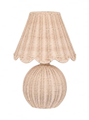 BySea Meadow Woven Desk Lamp, Natural Rattan Boho Nightstand Lamp for Bedroom, Hand-Woven Small Table Lamp with Warm Amber Glow, Rustic Bedside Light for Living Room, Nursery, 1.95m Long Cord