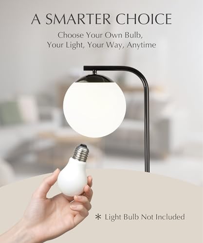 HarvestLand Midnight Sphere 20” Bedside Lamp – Globe Table Lamp & Modern Table Lamps for Living Room, Nightstand Lamp, Side Table Lamp for Bedroom & Office, Marble Base Glass Shade - style: Midnight Sphere 20” Globe