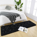 DETUM Black Bedroom Rug 2X6 Runners Fluffy Area Rugs for Hallyway Entryway Kitchen Bedside Soft Kids Room Rugs Furry and Washable Kids and Pets Friendly - color: Black, size: 2 x 6 feet