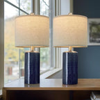 G-SAFAVA 20.25" Small Table Lamps Set of 2 Modern Ceramic Lamps for Living Room Farmhouse Bedside Lamps Boho for Night Stands Bedroom Lamps Side Table Lamps End Table Lamps, Blue - color: Blue