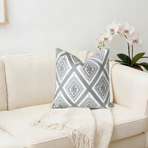 Slow Cow Embroidery Throw Pillow Cover Decorative Cushion Cover 18x18 Inch Gray - color: Grey Eyes, size: 18" x 18" (Pack of 1)