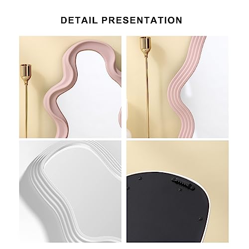 Mokoze Asymmetrical Wall Mirror, Irregular Decorative Accent for Bedroom Entryway Living Room, Pink Aesthetic Vanity Decor for Wall Mounted or Tabletop Display, 16.14" x 9.84" - color: Pink, size: 16.1"L x 9.8"W