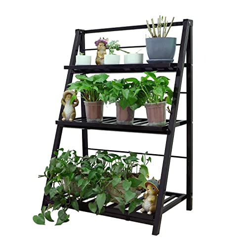 Gardzen Heavy Duty 3 Tier Metal Plant Stand, Flower Display Rack & Planter Shelf Holder for Indoor Outdoor Use, Clearance – Partial Coating Peels