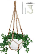 43 Inches Macrame Planter Hanger Large for 12 inch Pot + Swag Hook (Extra Long & Big) | Large Hanging Planter for Indoor Plants | No Tassel, Cotton Rope, NO Pot/Plant Included (Jute)(XL) - color: Brown