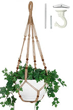 43 Inches Macrame Planter Hanger Large for 12 inch Pot + Swag Hook (Extra Long & Big) | Large Hanging Planter for Indoor Plants | No Tassel, Cotton Rope, NO Pot/Plant Included (Jute)(XL) - color: Brown