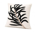 Coastal Growth Decorative Throw Pillow Cover | Tufted Botanical Design | Handmade Artisan Accent Pillow | Neutral Cream & Black Modern Organic Home Decor | 16in x16 in | Obsidian Reed