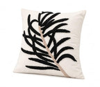 Coastal Growth Decorative Throw Pillow Cover | Tufted Botanical Design | Handmade Artisan Accent Pillow | Neutral Cream & Black Modern Organic Home Decor | 16in x16 in | Obsidian Reed
