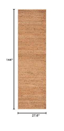 SAFAVIEH Natural Fiber Collection Runner Rug - 2'3" x 12', Gold, Handmade Jute, Braided Woven Design, Ideal for Living Room, Bedroom (NF212E) - color: Gold, size: 2'3" x 12' (Runner)