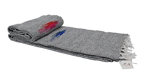 Open Road Goods Mexican Thunderbird Yoga Blanket, Handwoven Throw for Yoga, Meditation, and Home Décor – Versatile Blanket for Beach, Picnic, Camping, or Outdoor Use - color: Light Grey