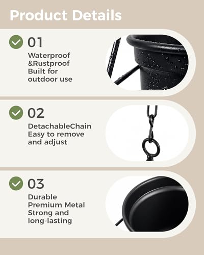Bamworld Black Hanging Planters for Indoor Outdoor Plants Metal Hanging Pots for Plants 5 Inch Modern Hanging Basket Window Plant Hanger Ceiling Hanging Flower Pot with Chain for Wall Decor (Diamond) - size: Diamond - 5in