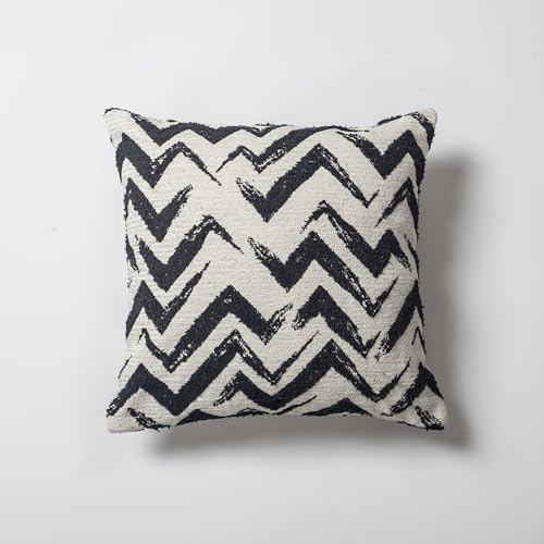 Woven Jacquard Throw Pillow Cover, Pack of 1 Geometric Pattern Textured Decorative Cushion Covers for Sofas, Couches, Fade Resistant Pillow for Sofa & Couch, Havana, Black-White, 18x18 Inch - color: Black & White