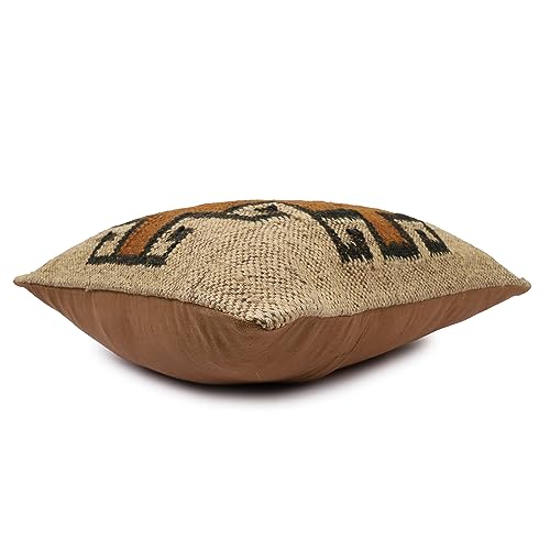 Bohemian Jute Kilim Throw Pillow Cover Handwoven Wool Cushion Tribal Multicolor Vintage Sofa Bed Chair Decor Handmade in India - color: Multi 05