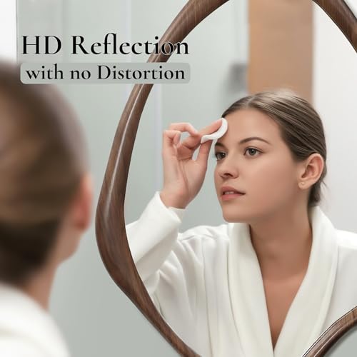 LuxenHome Asymmetrical Wall Mirror, 23"x 29" Classic Brown Irregular Mirror, Rustic Farmhouse Mirrors for Bathroom, Wall Mirrors Decorative for Bedroom Living Room Entryway Hall - color: Brown