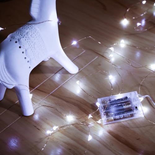 Ariceleo Led Fairy Lights Battery Operated, 2 Packs Mini Battery Powered Copper Wire Starry Fairy Lights for Bedroom, Christmas, Parties, Wedding, Centerpiece, Decoration (5m/16ft Cool White) - color: Cool White, size: 2 Pack