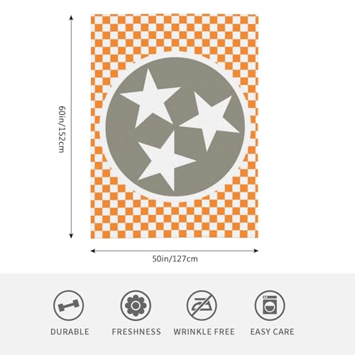 HGOD DESIGNS Tennessee Throw Blanket Ultra Soft Warm All Season Tennessee Orange Grey Star Flag Decorative Fleece Blankets for Bed Chair Car Sofa Couch Bedroom 50"X60" - color: Tennessee, size: 50x60 inch