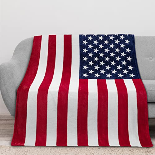 PAVILIA Patriotic Blanket - American National Flag Throw Blanket for Sofa Couch Bed, Soft Microfiber Fleece Reversible, USA Military Veteran July 4th Gift - 50 x 60 Inches - color: American Flag, size: 50 x 60 Inches - Throw