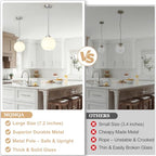 MQMQA 2 Pack Globe Pendant Lights, Mid Century Brushed Nickel Pendant Light Fixtures, Globe Pendant Lights Kitchen Island with Milk Glass Shade Hanging Fixture for Dining Room (Bulbs not Included) - color: Brushed Nickel + Milky White Glass 2 Pack