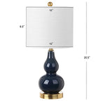 JONATHAN Y 20.5" Navy Glass Table Lamp, Modern Gourd Bedside Nightstand Lamp for Bedroom, Living Room, White Linen Shade, LED Bulb Included (JYL1028F) - color: Navy, size: Single