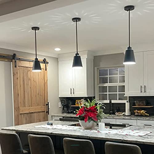 Black Pendant Light Kitchen Island Pendant Lighting with 5.94in Metal Shade Modern Hanging Light for Kitchen Small Pendant Light Fixture for Christmas Gift,Dining Room,Bar, Adjustable Cord - color: Mini Black 1 PACK