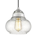 ELYONA 8 Inch Bubble Glass Pendant Light Industrial Kitchen Island Globe Hanging Pendant Light Fxiture Modern Hand Blown Seeded Glass for Farmhouse Dining Room Bar Bedroom Living Room Brushed Nickel - color: Brushed Nickel