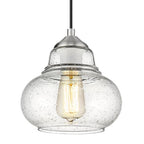 ELYONA 8 Inch Bubble Glass Pendant Light Industrial Kitchen Island Globe Hanging Pendant Light Fxiture Modern Hand Blown Seeded Glass for Farmhouse Dining Room Bar Bedroom Living Room Brushed Nickel - color: Brushed Nickel
