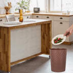 UUJOLY Plastic Trash Can Wastebasket, Garbage Container Basket for Bathrooms, Kitchens, Offices, Kids Rooms (Brown, 1.8 Gallon) - color: Brown, size: 1.8 Gallon/1 Pack