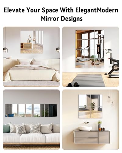 Full Length Wall Mirror Tiles, 12'' x 14'' x 4PCS, Acrylic Unbreakable Full Body Mirror for Bedroom Squares Shatterproof Mirror Sheets Wall Mounted for Home Gym Door - size: 12x14Inchx4Pack