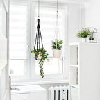 32inch Macrame Plant Holder,Indoor Hanging Planters with Wood Beads No Tassels Boho Home Decor (Ivory)