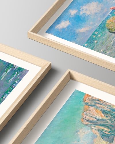 HesenDot Claude Monet Framed Wall Art,12x16in High Framed Canvas Prints, Impressionism Landscape Painting Poster Wall Decor,Vintage Home Decoration for Living Room Bedroom Gallery Office,Set of 3 - color: Framed Monet Waterlily Art, size: 16"L x 12"W