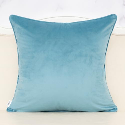 Alerfa Blue Floral Throw Pillow Cover 20 x 20 Inch Cut Velvet Sqaure Luxury Decorative Pillow Cover for Couch Living Room Bedroom - color: Blue, size: 20" x 20" (Pack of 1)