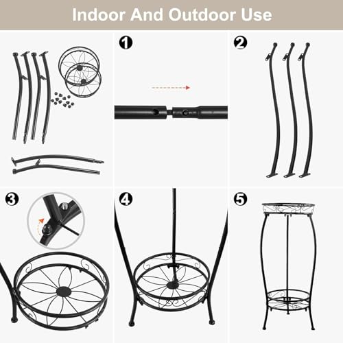 2 Pack Plant Stand Indoor Outdoor, 27.1" Tall 2-Tier Metal Plant Stand, Heavy Duty Plant Holder with Rustproof Finish, Space-Saving Corner Plant Shelf for Patio, Balcony, Garden & Living Room