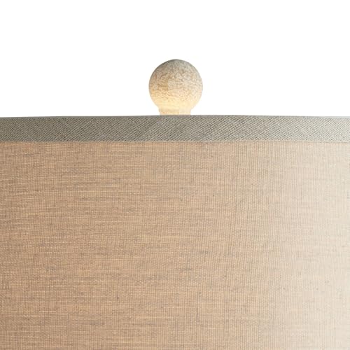 360 Lighting Romeo 23 1/2" High Jar Small Farmhouse Rustic Natural Cottage Coastal Accent Table Lamps Set of 2 Beige Distressed Earth Tone Finish Shade Living Room Bedroom Bedside Nightstand