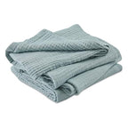 EMME Cotton Muslin Large Throw Blanket 4-Layer Couch Breathable Gauze Soft Lightweight Bed Blankets Adults Two-Tone Weave Design, Pre-Washed Softer Touch (Heather Teal, 50"x70") - color: 01 - Teal, size: Large Throw (50" X 70")