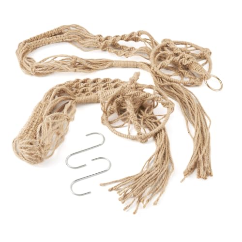 2Pcs Macrame Plant Hangers for Indoor Outdoor, Hanging Net Plant Basket with Wood Bead, Decorative Flower Pot Holders with 2Pcs S Hooks for Room Balcony Garden Home Decor, Tan, 1190x125mm - color: Tan