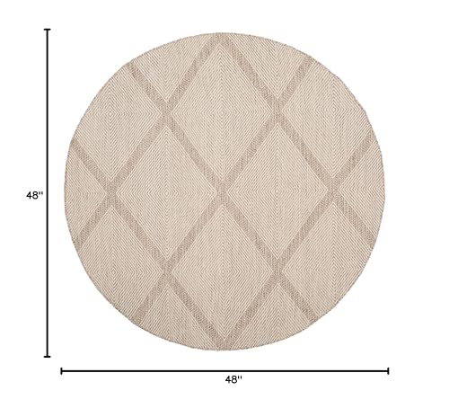 SAFAVIEH Montauk Collection Area Rug - 4' Round, Beige, Handmade Cotton, Trellis Design, Ideal for the Living Room, Bedroom, Dining Room (MTK821E-4R) - color: Beige, size: 4' (Round)
