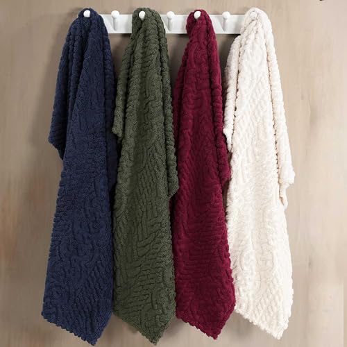 Nautica - Throw Blanket, Soft Cable Knit Sherpa Bedding, Cozy Home Decor for Bed or Couch (Declan Red, 50" x 60") - color: Declan Red