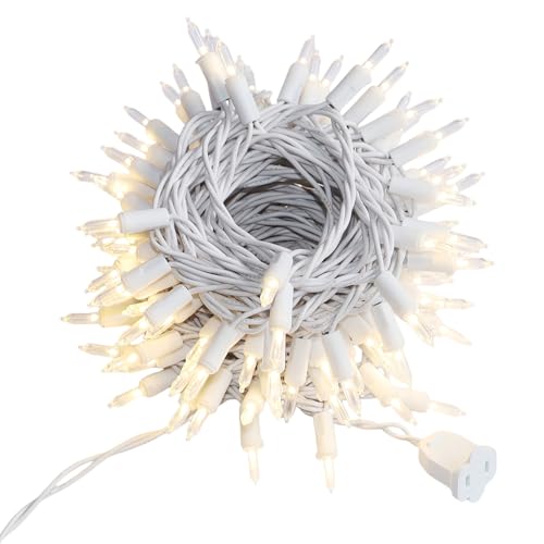100 LED Warm White Christmas String Lights, 35 FT White Wire, UL Certified Commercial Grade, Indoor and Outdoor Use - color: White