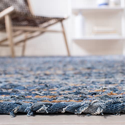SAFAVIEH Area Rug 2x3 - Cape Cod Collection - Blue & Natural Brown, Handmade Jute & Cotton, Woven Braided Design (CAP202M) - color: Blue/Natural, size: 2' x 3' (Rectangular)