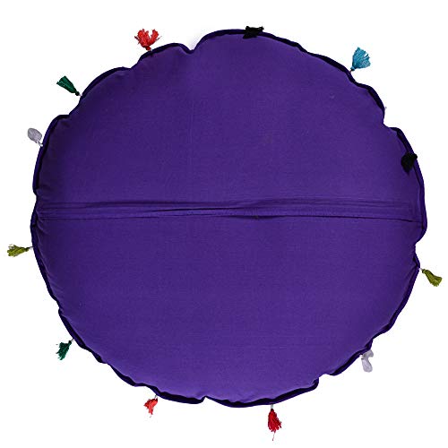 Rajasthani Handmade Colorful Decorative Floor Pillow Cover Meditation Patchwork Patchwork Cushion Seating Accent Boho Chic Indian Handmade Cover ONLY (Purple Patchwork, 32x32 Inches) - color: Purple