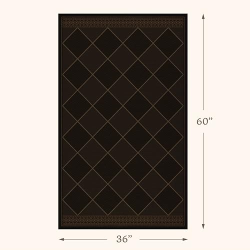 Checkered Easy Jute 3x5 for Porch Rugs Indoor Outdoor Decor, Washable Non Slip Entry Way Front Door Mat Outdoor, Farmhouse Patio Rug, Dark Brown Non Slip Daimond Carpet for Kitchen, Backyard, Laundry - color: Dark Brown, size: 3' x 5' (Rectangular)