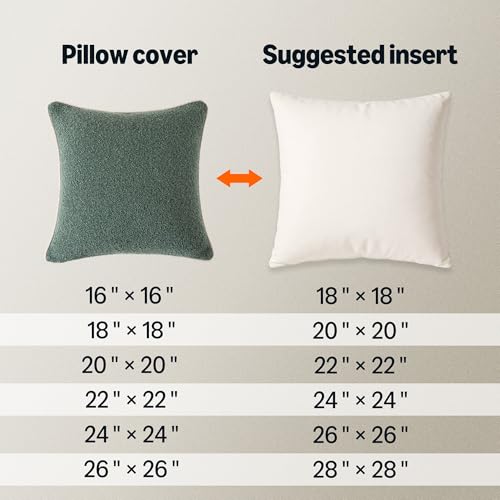 Amazon Basics Boucle Throw Pillow Covers for Couch, Living Room, Home Decor with Hidden Zipper, Green, 24×24in, Pack of 2 - color: Green, size: 24" x 24" (Pack of 2)