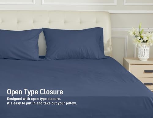 Sunflower Queen Pillowcases Set of 2, 100% Cotton Queen Size Pillow Cases 2, 20×30 inches Crown Blue, Soft and Breathable - color: Crown Blue, size: Queen (20"x30")