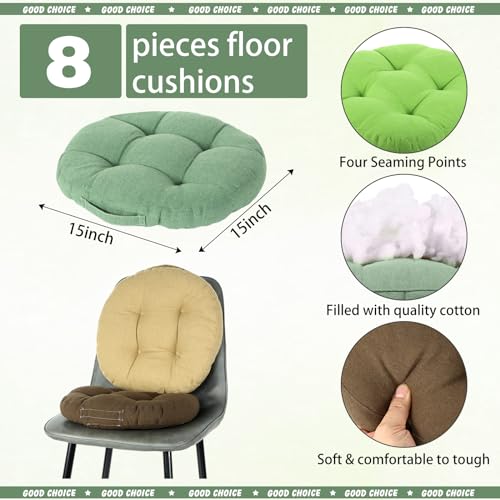 Gerrii 8 Pieces Floor Cushions for Kids Classroom Flexible Floor Seating Cushions Floor Pillows for Home School Kindergarten Daycare Nursery(Dark Color,Round) - color: Dark Color, style: Round