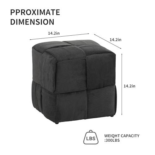 Pouf Ottoman Foot Rest Soft and Comfortable Square Ottoman Square Corduroy Woven Design Sofa Stool (Gray, 1) - color: Grey