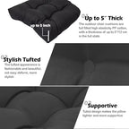 MTMR Water-Repellent Outdoor Patio Chair Cushions Set of 2, 19'X19' Thick Seat Cushions with High Elasticity PP Cotton, Tufted Design for Outdoor Furniture - color: Black