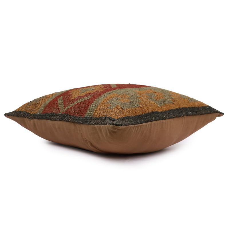 Indian Jute Pillow Covers 18x18 Inches Handwoven Kilim Cushion Cases, Boho Vintage Oriental Decorative Throw Pillow Covers for Sofa, Couch & Bed - color: Pattern 04