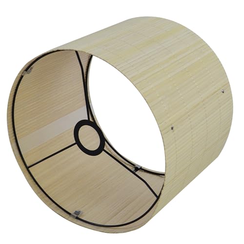Bamboo Lamp Shade With Tropical Plants Chandelier Covers, Bohemian Farmhouse Drum Lamp Shade for Table Lamp Floor Lamp, Rustic Rattan Light Fixture for Bedroom Living Room (11.8x11.8x9 inch) - color: color7, size: 11.8*9