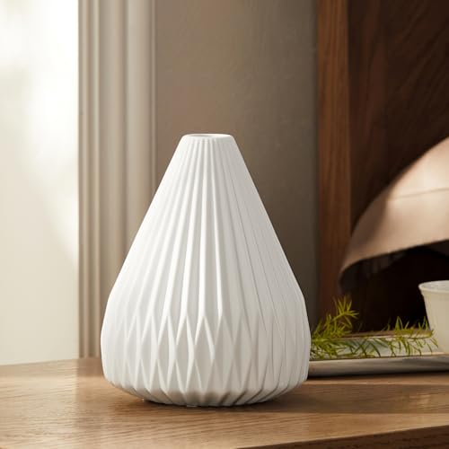 RONDURE 9.1" Modern Ceramic Table Lamp, Fully Dimmable Bedside Lamp for Bedroom Living Room Nightstand, White Translucent Ceramic Shade, Warm Ambient Decorative Corded Lighting, Bulb Included - style: Ariadne